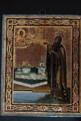 Икона с изображением преп. Варлаама Хутынского. Россия,  XIХ век. 
