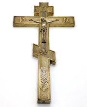Старинный напрестольный крест. Серебро «84». Фабрика Алексеева И. 1890